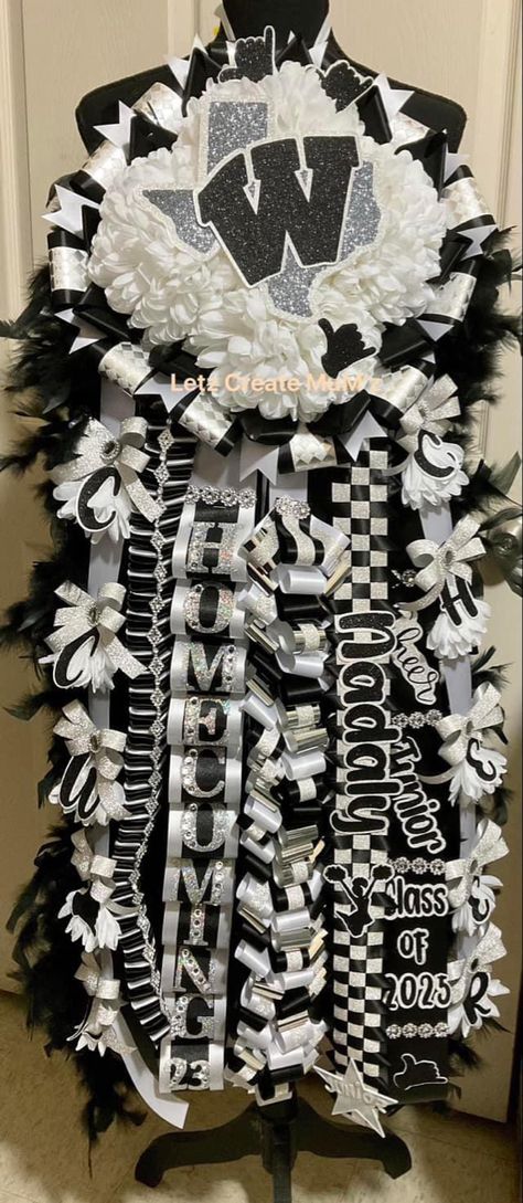 Cheer, junior Homecoming Mum Junior Ideas, Junior Year Mum Ideas, Hoco Jeans, Big Homecoming Mums, Homecoming 2022, Hoco Mums, Senior Hoco, Texas Mums, Candy Decorations Diy