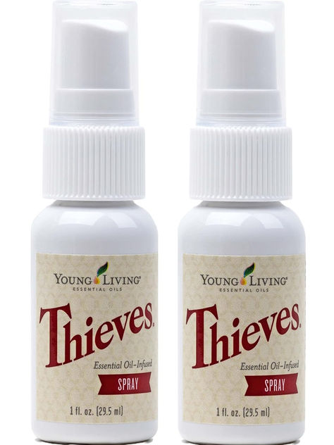 Natural defense on the go! 2-Pack of 1 fl oz bottles by Young Living Essential Oils, super convient for traveling to! Essential Oil For Cleaning, Essential Oils For Cleaning, Thieves Spray, Cleaning Fast, Young Living Thieves, Thieves Oil, Thieves Essential Oil, Essential Oils For Pain, Essential Oils Cleaning