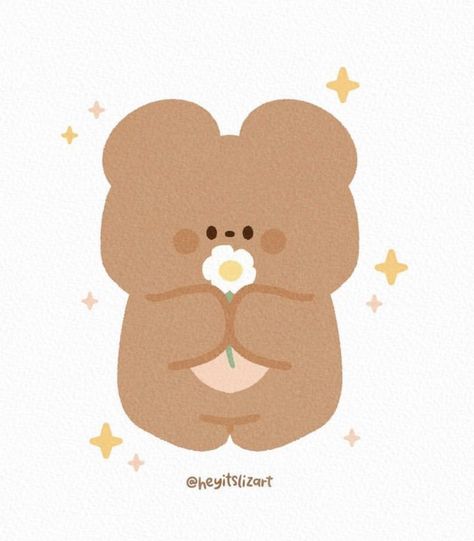 Cute Drawing Aesthetic, Bear Cute Drawing, Cute Bear Doodle, Bear Doodle, Bear Kawaii, Little Drawings, Bear Drawings, Drawing Aesthetic, Bear Cute