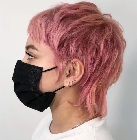 Pastel Pink Shaggy Mullet Mullet Cut, Shaggy Mullet, Swaggy Fits, Short Shag Haircuts, Textured Haircut, Fine Straight Hair, Mullet Haircut, Short Shag Hairstyles, Hair Adviser