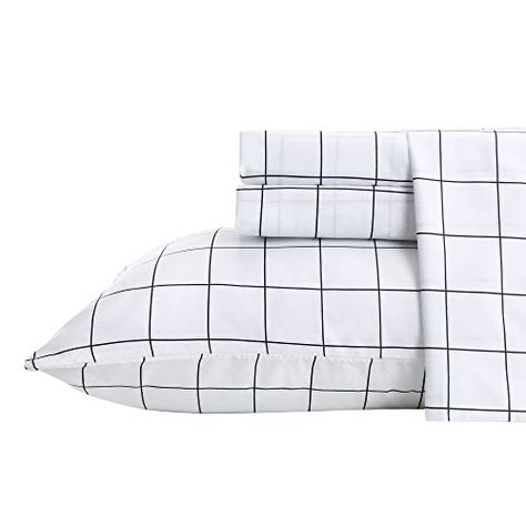 Plaid Bed, Black Sheets, Luxury Bed Sheets, Bedding Sheets, Bed Sheet Set, Printed Sheets, King Comforter, Patterned Sheets, Bed Sheet Sets