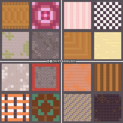 Check out all 100 Minecraft Floor Designs on my YouTube channel! Minecraft Houses Flooring, Floors In Minecraft, Minecraft Floor Layout, Minecraft Bakery Interior Ideas, Minecraft House Floor Ideas, Terracotta Floor Minecraft, Carpet Designs Minecraft, Quartz Floor Design Minecraft, Minecraft Floor Designs Deepslate