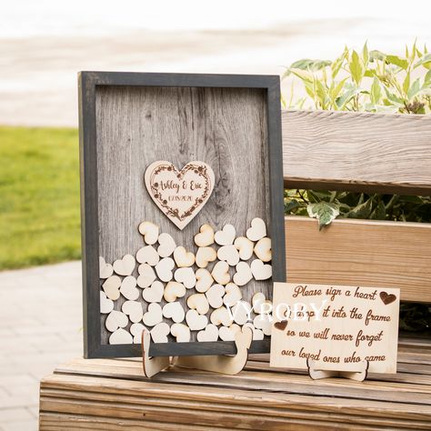 Wooden #wedding guest book alternative hearts Wedding #guestbook frame shadow box #vyroby Heart Guest Book Frame, Wedding Guess Book, Wooden Heart Guest Book, Heart Drop Guest Book, Guest Book Frame Wedding, Wedding Drop Box Guest Book, Wedding Drop Box, Drop Box Guest Book, Heart Guest Book