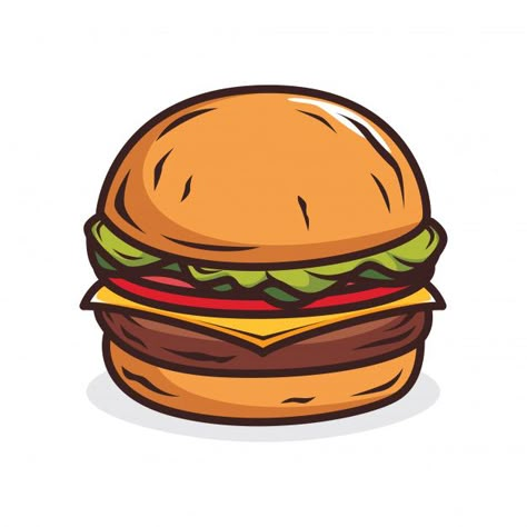 Burger illustration Premium Vector | Premium Vector #Freepik #vector #background #logo #food #design Burger Illustration, Food Stickers, Premium Vector, Graphic Resources, Cheese, My Saves, Drawings, Anime, Pins