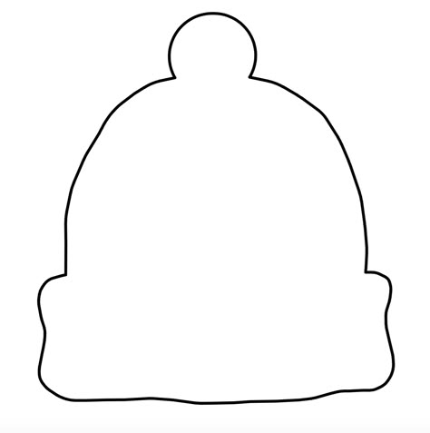 Beanie Craft Preschool, Snow Hat Template Free Printable, Mittens Drawing, Winter Hat Template Free Printable, Winter Hat Craft For Toddlers, Winter Hat Template, Preschool Construction Paper Crafts, Pictures Of Winter Kids Winter Hats Outlines, Winter Hat Craft