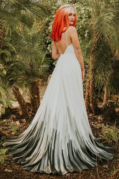 Unique & Alternative Dip Dye Wedding Dresses – Lucy Can't Dance Black Dipped Wedding Dress, Non Traditional Wedding Dress Colors, Dip Dyed Wedding Dress, Dipped Wedding Dress, Tie Dye Wedding Dress, Dip Dye Wedding Dress, Dye Wedding Dress, Alternative Wedding Dress, Boho Chic Wedding Dress