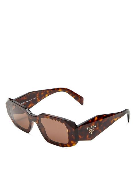 Prada Symbole Square Sunglasses, 49mm, offer 100% UV protection. Features include logo temples, 49mm lens width, 20mm bridge width, and 145mm arm length. Made in Italy, it comes with a hard case and cleaning cloth. Prada Tortoise Sunglasses, Prada Sunnies, Luxury Glasses, Tortoise Sunglasses, Prada Sunglasses, Geometric Triangle, Rectangular Sunglasses, Personal Shopping, Pink Brown