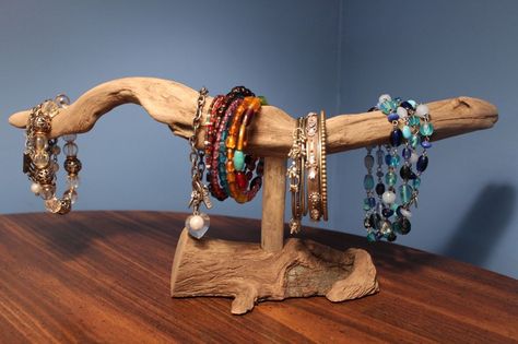 Driftwood Jewelry Display, Necklace Holder Wall, Driftwood Necklace, Jewellery Stand, Bracelet Holder, Driftwood Jewelry, Jewelry Display Stand, Bracelet Holders, Diy Jewelry Display