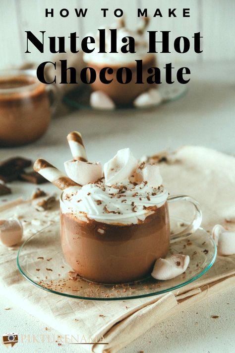 How to make Nutella Hot Chocolate -1 How To Make Nutella, Best Hot Chocolate Recipes, Nutella Hot Chocolate, Chocolate Drink, Chocolate Nutella, Chocolate Sprinkles, Chocolate Caliente, Hot Chocolate Bars, Pumpkin Spice Cupcakes