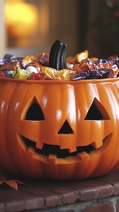 A Pumpkin Candy Bowl is a spooktacular way to serve treats this Halloween! 🎃🍭 Carve out a pumpkin and fill it with your favorite candies for a creative and festive treat station. Perfect for parties or trick-or-treaters! 😋👻 #PumpkinCandyBowl #HalloweenTreats #SpookyDecor Halloween Candy Bowl, Pumpkin Candy, Festive Treats, Favorite Candy, Candy Bowl, Spooky Decor, Trick Or Treater, Halloween Candy, A Pumpkin