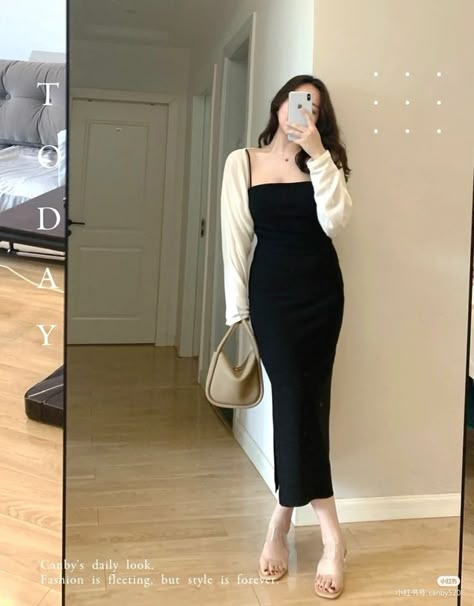 Sleeping Wear Aesthetic, Daily Classy Outfit, Formal Outfits For Women Classy Dress, Fitted Dress Outfit Casual, Korean Fashion Casual Classy, Korean Elegant Outfit, Graduation Attendee Outfit, Office Style Outfits, Korean Outfit Street Styles