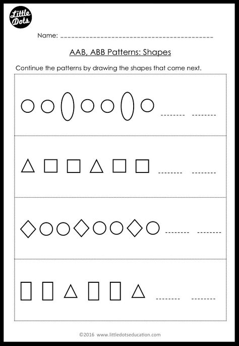 AAB and ABB Patterns Worksheets and Activities for Kindergarten Ab Pattern Worksheet, Preschool Math Printables, Abb Patterns, Pattern Worksheets For Kindergarten, Patterning Kindergarten, Free Math Printables, Ab Patterns, Abc Patterns, Math Patterns