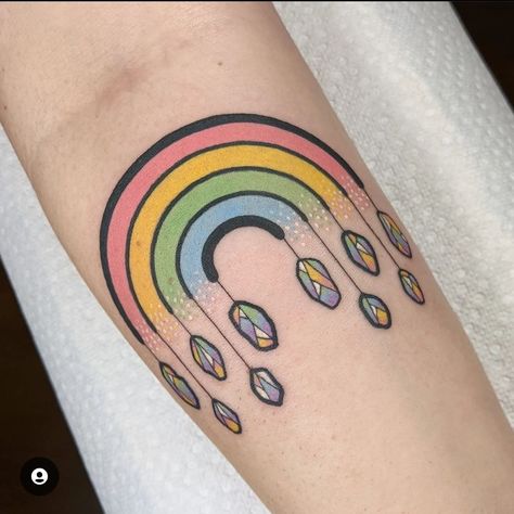 Drop Tattoo, Crystal Tattoo, Face Tattoo, Rainbow Crystal, Mini Tattoos, Cute Tattoos, Tatting, Body Art, Cute Art