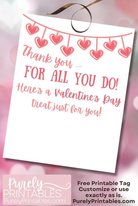 Free Valentine’s Day Printable Treat Tags Are Editable For Teacher Appreciation, Classmate Valentines or More! – Purely Printable- Free Printables Website Grandparents Valentines, Homemade Gifts For Friends, Free Printable Valentines Cards, Valentine Treat, Thank You Printable, Valentines Day Messages, Free Printable Tags, Printable Valentines Cards, Valentines Printables Free