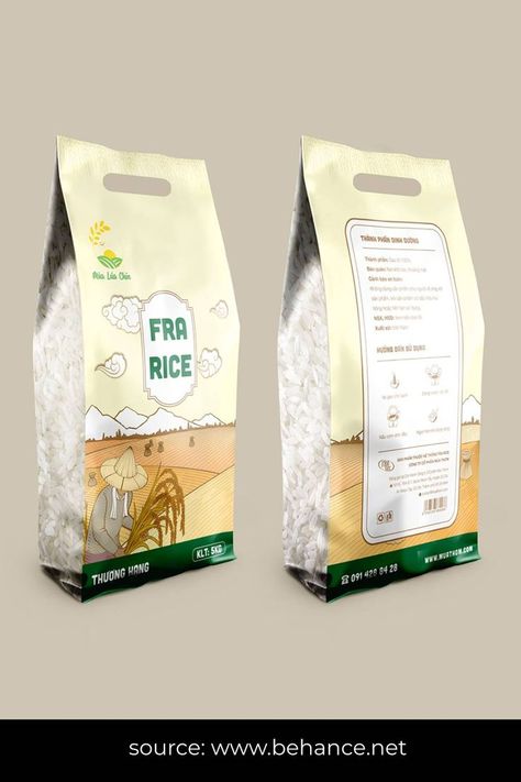 #rice #ricepackagingdesign #ricepacketdesign #ricelabeldesign source: https://www.behance.net/gallery/130720627/RICE-PACKING-WHITE-RICE? Rice Packaging Design, Agriculture Design, Rice Brands, Rice Packaging, Rice Pack, Effective Branding, Rice Bags, Branding Design Packaging, Bag Mockup