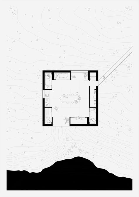 Iceland Trekking Cabins Competition Winners Announced,Courtesy of Bee Breeders Forest Plan Architecture, Conceptual Floor Plan Architecture, Falling Water House Floor Plan, Facade Pattern Architecture, Hill House Blueprint, Collective Housing Plan, Section Drawing Architecture, Steel Architecture, Window Architecture