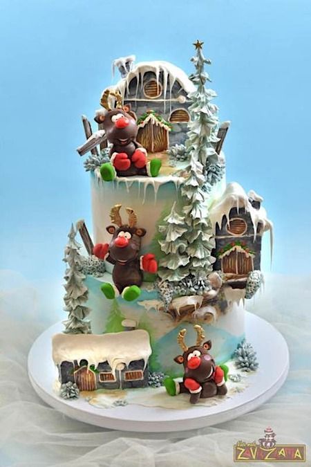 Super Torte, Winter Torte, Xmas Cakes, Winter Cakes, Christmas Themed Cake, Art Cakes, Cake Wrecks, New Year's Cake, Cupcakes Decorados