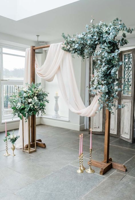 Kedleston Hall, Wedding Open House, Wooden Backdrop, Baby Blue Weddings, Wooden Backdrops, Country House Wedding, Wedding Hoop, Beautiful Cake Stands, Blush Gold