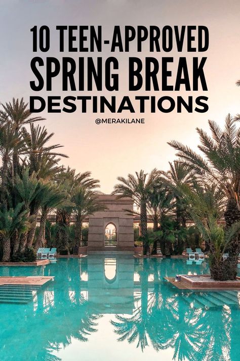 10 Spring Break Ideas for Families with Teens | Embarking on a family vacation with teenagers in tow can be fun and frightening, lol. They aren't quite old enough to travel with their friends, but also want a little freedom and independence. In this post, we have tons of tips for you -- things to consider when booking a vacation with teens, tips to get teens excited at the idea of a family getaway, and our favorite inexpensive yet fun ideas that fit any budget and family size. Vacation Things To Do, Big Family Vacation Ideas, Spring Break Places To Go, Best Spring Break Vacations With Teens, Spring Break Ideas For Teens, Cheap Spring Break Destinations, Teen Vacation Ideas, Spring Break Family Destinations, Spring Break Vacation Ideas