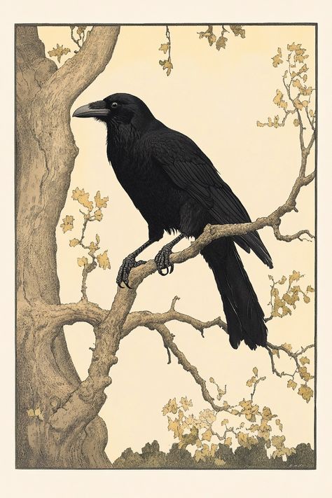 Crow Illustration, Crow Art, Raven Art, Crows Ravens, Graphics Fairy, Winter Woodland, Andrew Wyeth, Vintage Drawing, Tattoos Gallery