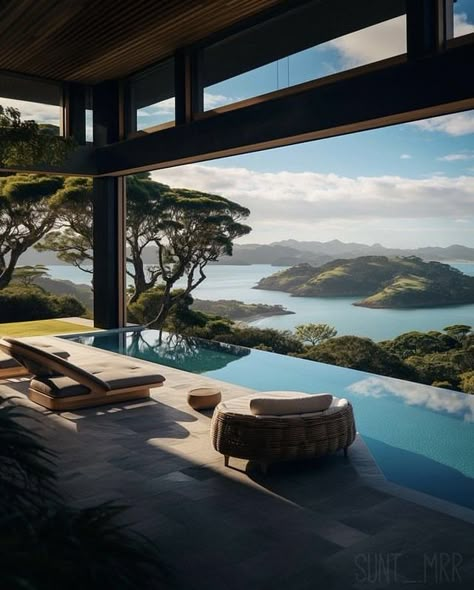 Minimalistic Villa, Ocean Front Homes, Bay Of Islands, Black Interior Design, Covet House, Serene Landscape, Luxury Amenities, Design Apartment, Crashing Waves