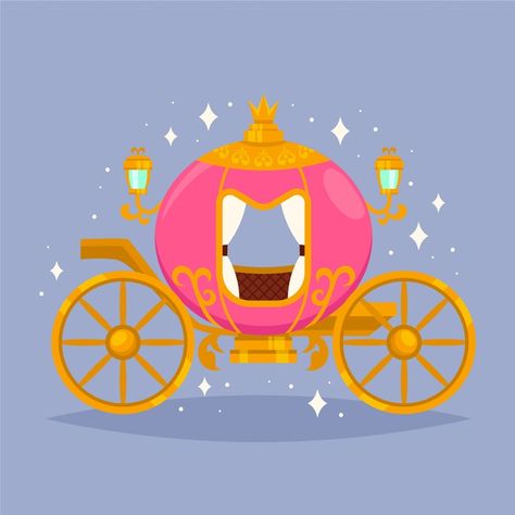 Fairytale Art Illustration, Fairytale Cartoon, Fairytale Carriage, Pink Princess Birthday, Magic Illustration, Unicorn Backgrounds, Princess Party Invitations, Fairies Flying, Material Ideas