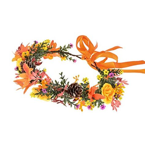 Fall Flower Crown, Crown Bridal, Eucalyptus Wedding, Floral Headband, How To Make Ribbon, Baby Shower Fall, Halloween 2020, Wedding Headband, Orange Flower