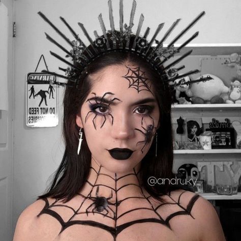 Spider Costumes For Women, Spider Couple Costume, Spider Lady Costume, Spider Costume Halloween, Spider Halloween Costume Women, Diy Spider Costume Women, Spider Make Up, Spider Costume Woman, Spider Witch Makeup