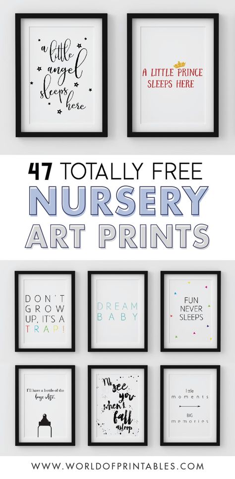 Decorating your nursery shouldn’t be a pricey task and our free nursery art prints will help you keep that cost low! We have a brilliant, personal and fun collection of free prints right here.  Simply download, print and frame!  #homedecorideas #diyhomedecor #wallart #diywallart #walldecor #diywalldecor #nurseryideas #nurserydecor Free Nursery Printables, Forest Nursery Art, Bird Nursery Art, Nursery Picture Frames, Art Prints Decor, World Of Printables, Nursery Prints Girl, Monogram Art, Free Wall Art