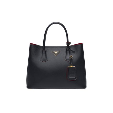 Prada Double Bag, Prada Gifts, Prada Tote Bag, Double Black, Leather Totes, Medium Bag, Purse For Women, Bowling Bags, Fiery Red