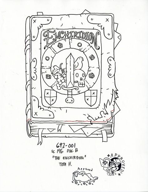 The Enchiridion Book Prop from Adventure Time | Tom Herpich Lemon Grab Tattoo Adventure Time, Adventure Time Outline, Tom Herpich, Evan Tattoo, The Enchiridion, Adventure Time Episodes, Adventure Time Drawings, Pendleton Ward, Adventure Time Tattoo