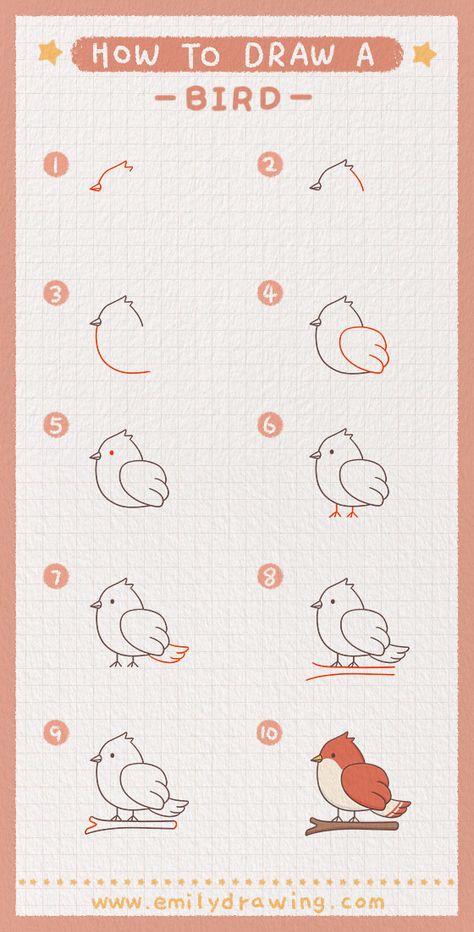 How To Draw Wings Step By Step, How To Draw A Bird, Bird Easy Drawing, Bird Drawing Tutorial, Drawing Birds Easy, Bird Drawing For Kids, How To Draw Birds, Draw A Bird, Bird Doodle