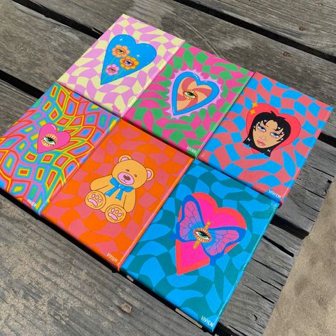 Groovy Paintings, Baddie Paintings, Trippy Wall, Paint Inspo, Posca Marker, Posca Art, Illumination Art, Disney Art Drawings, Cute Canvas Paintings