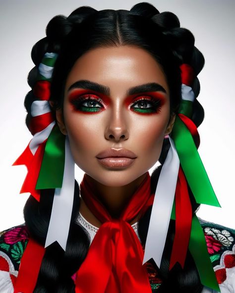 Cinco de Mayo HMU inspo: Red, White & Green 🇲🇽 Bday Makeup, Makeup For Green Eyes, Red Stripe, Green Eyes, White Green, Red White, Eye Makeup, Red And White, Digital Art