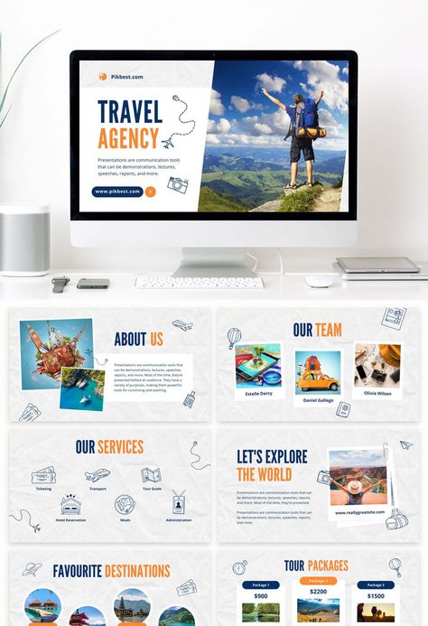 Travel Agency Presentation, Blue Powerpoint Template, Travel Presentation, Blue Slides, Best Presentation Templates, Theme Powerpoint, Brand Presentation, Powerpoint Design Templates, Power Points