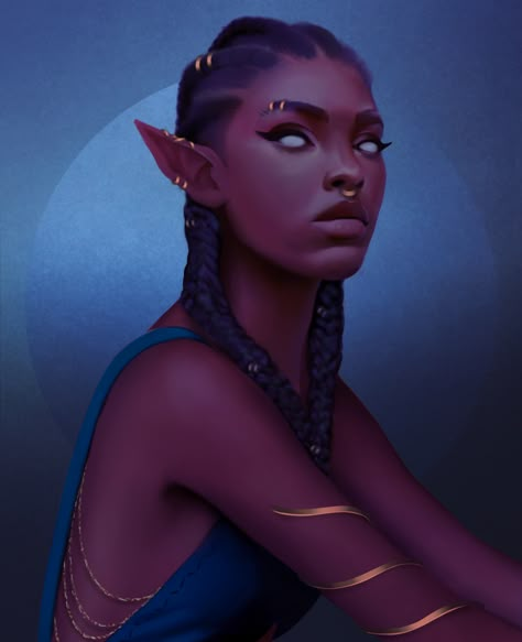 Black Elf, Black Characters, Dnd Art, Black Cartoon, Afro Art, Magic Art, Fantasy Inspiration, Black Women Art, Dnd Characters