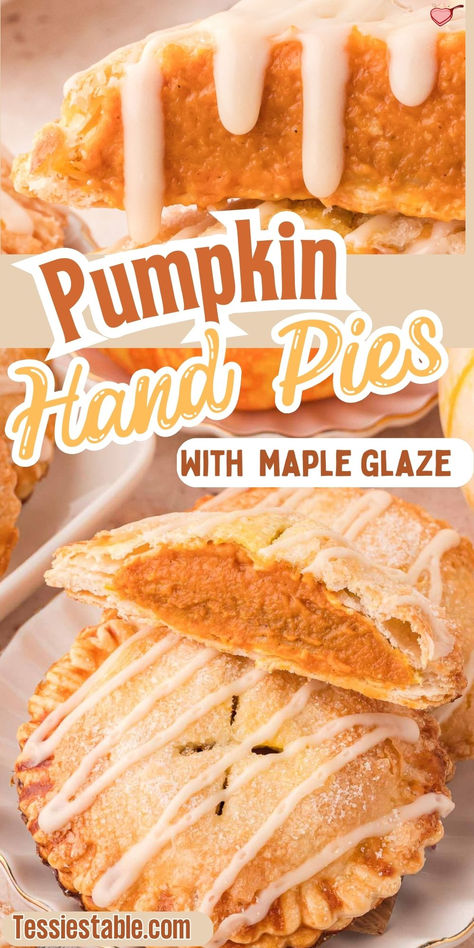 These pumpkin hand pies are filled with a creamy spiced pumpkin filling and topped with a sweet maple glaze. A cozy, handheld dessert that’s perfect for fall gatherings! #PumpkinRecipes #HandPies #FallBaking #MapleGlaze Handheld Pies Desserts, Custard Hand Pies, Pumpkin Hand Pie Filling, Pumpkin Pie Hand Pies, Fall Hand Pies, Hand Pie Crust Recipe, Handheld Pies, Pumpkin Hand Pies, Pumpkin Filling