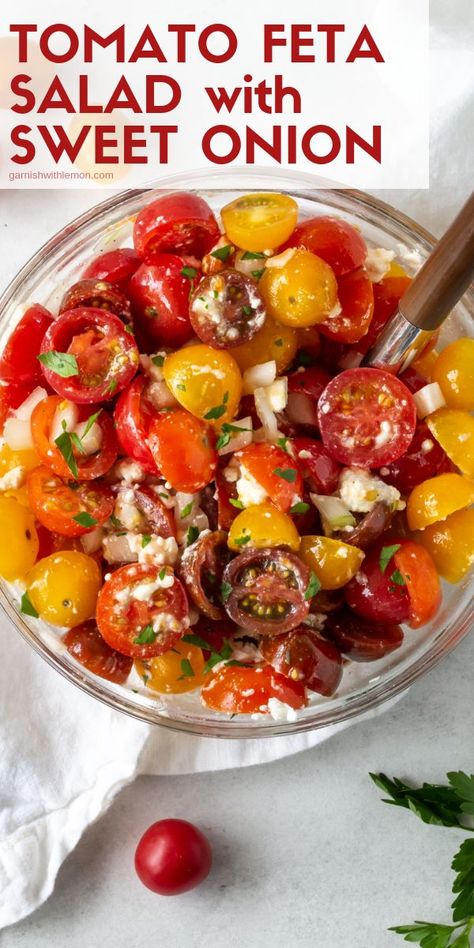 Tomato Feta Salad, Cherry Tomato Salad, Bbq Summer, Feta Cheese Salad, Bbq Side Dishes, Tomato Salad Recipes, Bbq Side, Feta Salat, Bbq Sides