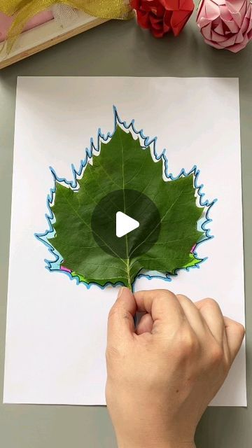 Leaf Painting For Kids, Easy Leaf Drawing, Leaf Drawing Easy, Leaf Painting, Leaf Crafts, Leaf Drawing, Art Easy, Painted Leaves, Easy Drawing