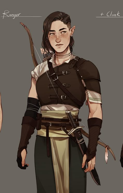 Nonbinary Dnd Character, Wood Elf Dnd, Lesly Oh, Ranger Dnd, Armor Inspiration, Elf Ranger, Dnd Elves, Viking Character, Fantasy Clothes