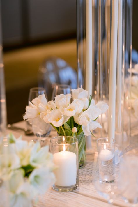 Low Candle Centerpieces, Tulip Centerpiece, Peonies Centerpiece, Floating Candle Centerpieces, Tulip Wedding, Blue Bride, Candle Centerpiece, Tulip Table, Tablescape Inspiration