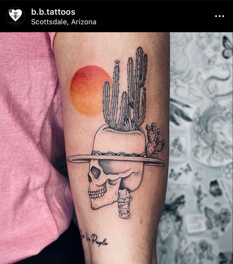 Desert Tattoo, Western Tattoo, Skull Cactus, Cowgirl Tattoos, Cowboy Tattoos, Country Tattoos, Cross Tattoos For Women, Knuckle Tattoos, Bull Tattoos