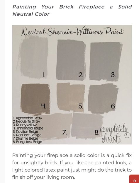 Taupe Brick Fireplace, Beige Fireplace Painted, Sherwin Williams Paint Neutral, Painted Fireplace, Taupe Walls, Beige Paint, Agreeable Gray, Home Board, Latex Paint