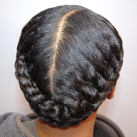 Centre-Parted Black Braided Updo Black Braided Updo, Deep Conditioner For Natural Hair, Twisted Hair, Pelo Afro, Two Braids, Natural Hair Updo, Braided Hairstyles Updo, Braided Hairstyles Easy, Natural Hair Journey