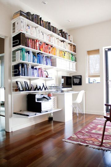 21 Themed Home Office Ideas To Craft Your Ideal Workspace Elfa Shelving, Home Office Desk, Trendy Home, Ikea Hacks, Home Library, Office Inspiration, Home Office Design, Home Office Desks, Apartment Therapy