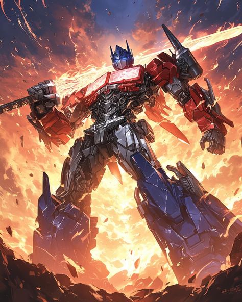 Bayverse Optimus Prime Fanart, Human Optimus Prime, Transformers One Optimus Prime, Optimus Prime Cartoon, Optimus Prime Pfp, Optimus Prime Comic, Megatron Wallpaper, Optimus Prime Design, Optimus Prime X Megatron