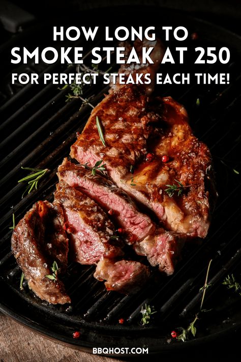 Wondering how long to smoke steak at 250 for that tender, flavorful bite? In this post, you'll find the best tips on smoking various steak cuts. Great for enhancing your grilling recipes at any barbecue party or for fresh dinner grilling ideas. We’ll show you how to cook steak to achieve that perfect steak every time. Grab your smoker; it’s time to impress! Read more on the blog here! Steak Times, Steak Temperature, Best Cut Of Steak, Grilling Steak, Grilling The Perfect Steak, Grill Steak, Grilling Guide, Cook Steak, Grilling Ideas