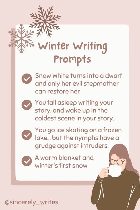 Snow Writing Prompts, How To Write A Cold Character, Fairytale Ideas Writing, Fairytale Writing Prompts, Fairytale Writing, Short Stories Ideas, Writing Manga, Short Story Writing Tips, Storybook Aesthetic