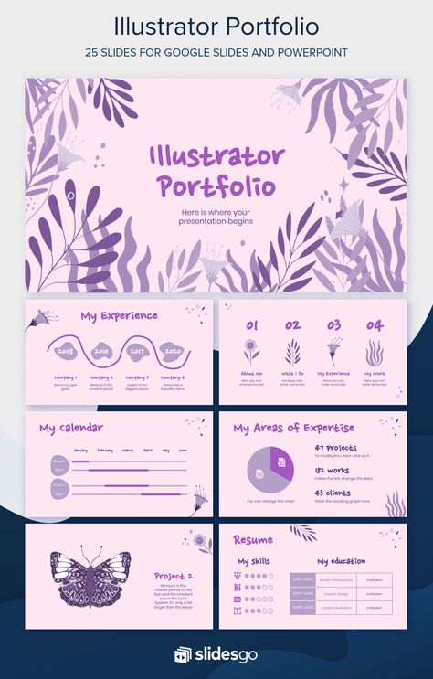 This free and fully editable creative portfolio template for PowerPoint presentations and Google Slides is certain to help you impress your prospects Portfolio Design Inspiration, Presentation Design Inspiration, Graphic Design Portfolios, Graphic Design Cv, Illustrator Portfolio, Free Powerpoint Presentations, Presentation Slides Design, 포트폴리오 레이아웃, Powerpoint Slide Designs