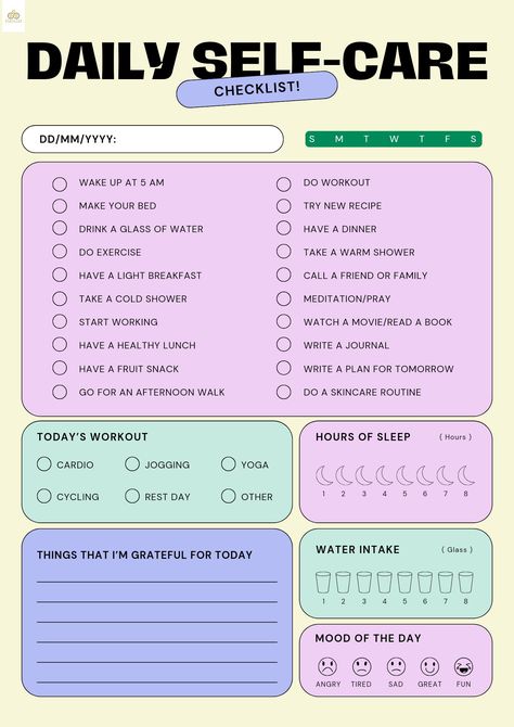 Astetic Notes, Self Care List, Happy Planner Free Printable, Group Counseling Activities, Life Planner Organization, Self Esteem Activities, Daily Routine Planner, Organization Bullet Journal